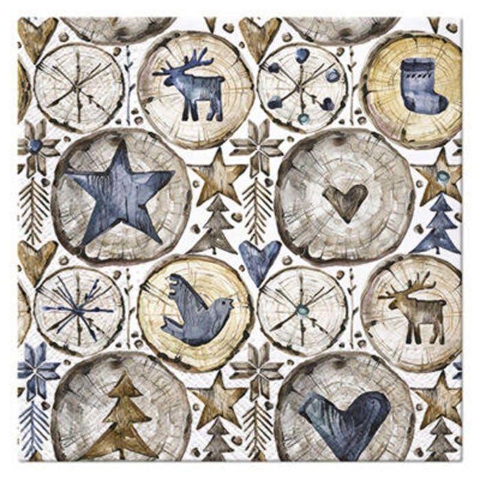 20 serviettes en papier 33 x 33 cm Deco de Noel sur bois