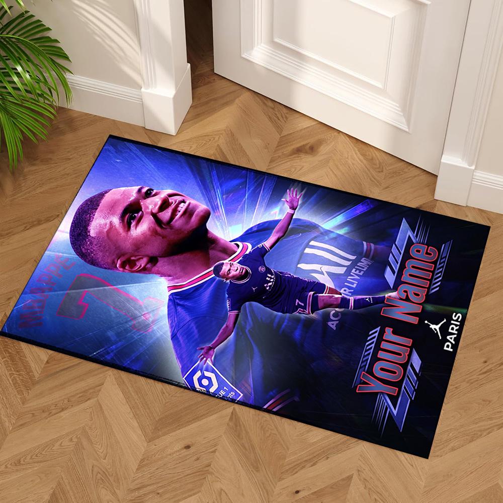 Mbappé Customize Text Floor Rug Office Rug Suitable for Study Room Bedrooms Hallway Decorate Room Anti-slip Rug Decorate Offices