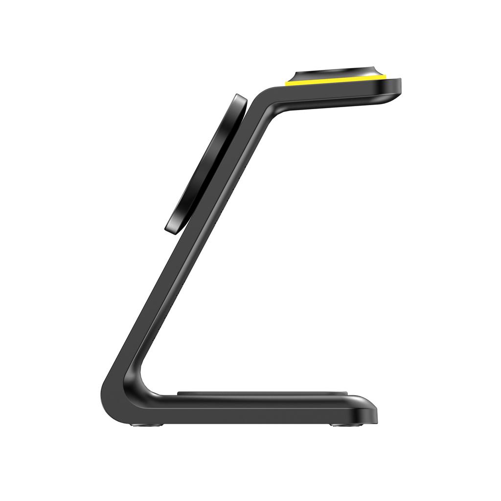 HT-546 15W Magnetic Wireless Charger Desktop Stand with Night Light for Phone/Earbuds/Watch