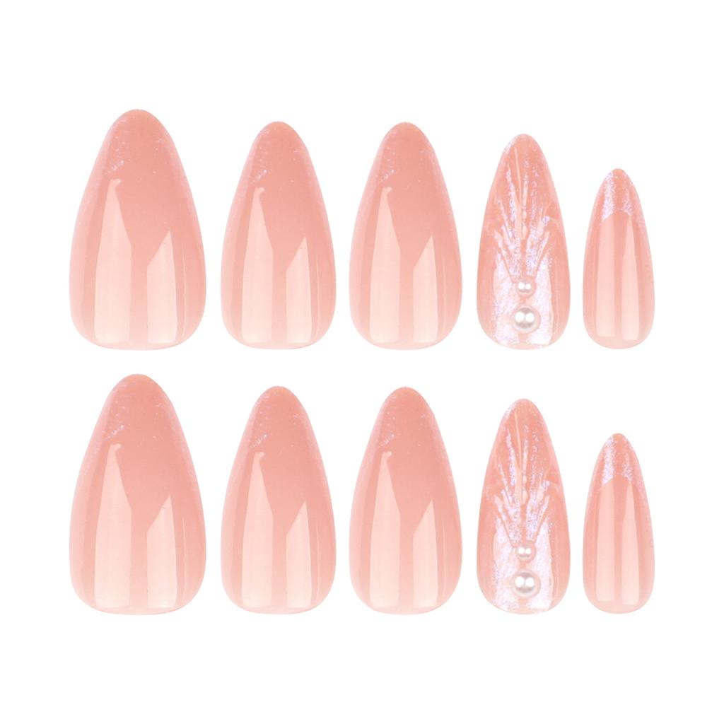 24 Pieces Three-dimensional Shell Wearing Nail Patch New Nude Almond Nail Patch