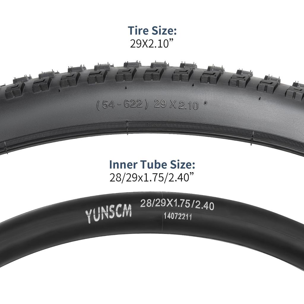 YunSCM Set of 2, 29x2.10 Tires, 54-622 Bicycle Tires + 28/29x1.75/2.40 Tubes with 32mm American Valves, Rim Tape, and Tire Levers, Y-2115