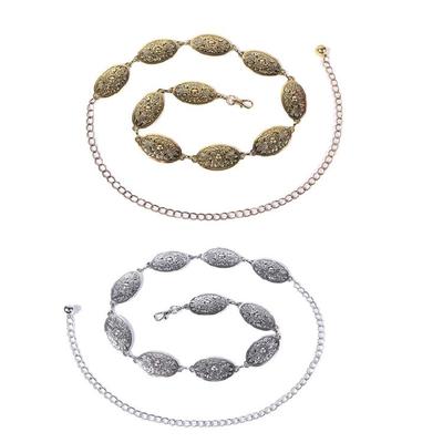 Women Slimming Waist Thin Belt Carved Flower Buckle Waist Chain Banquet Dress