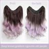 Gradient Wig Piece Dyed One Piece V-shaped Seamless Purple Gray Wig Piece Female Synthetic Clip Wig Suitable for Anyone