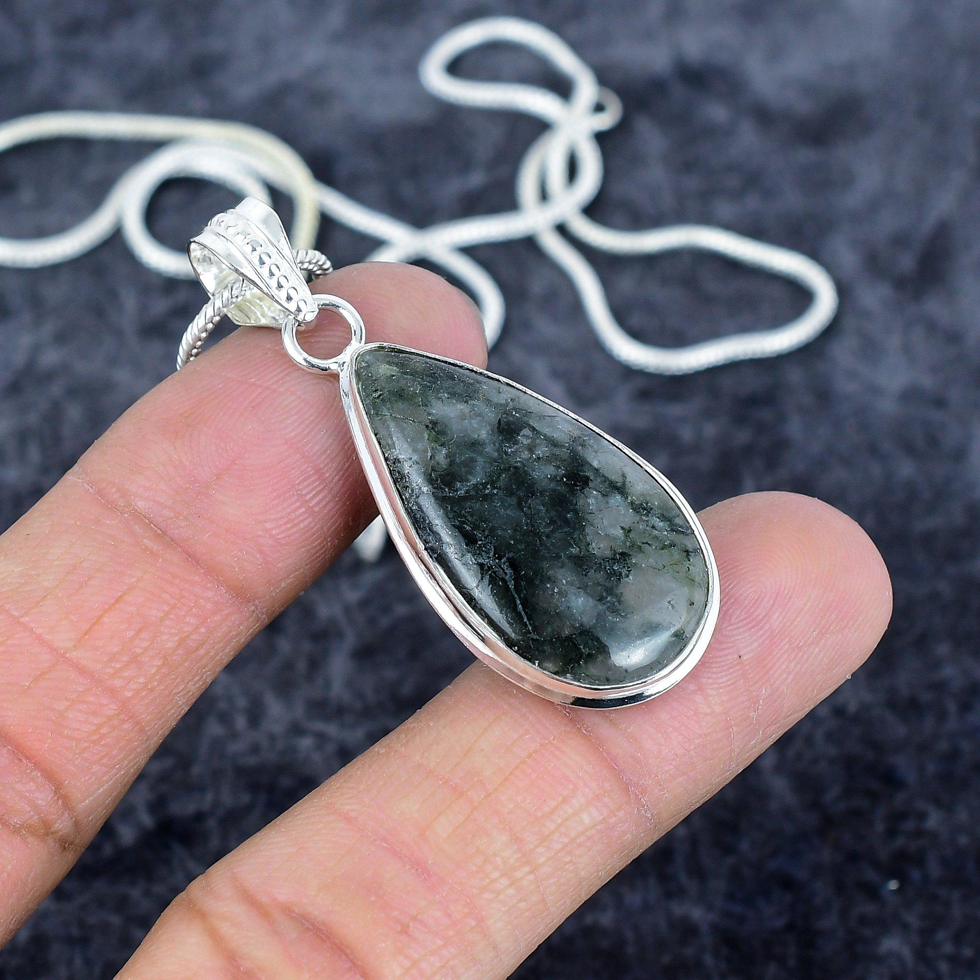 

Indian Moss Agate Gemstone 925 Sterling Silver Jewelry Pendant 1.89 M-2940