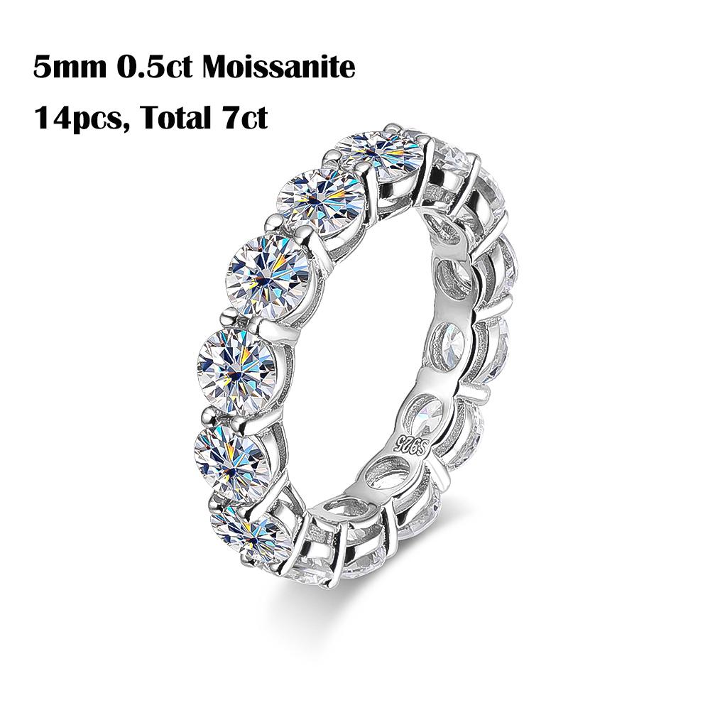 FEOBUR 5mm D Color Moissanite Ring with Certificate Women CopperFull Diamond Eternity Band Wedding Jewelry Gift
