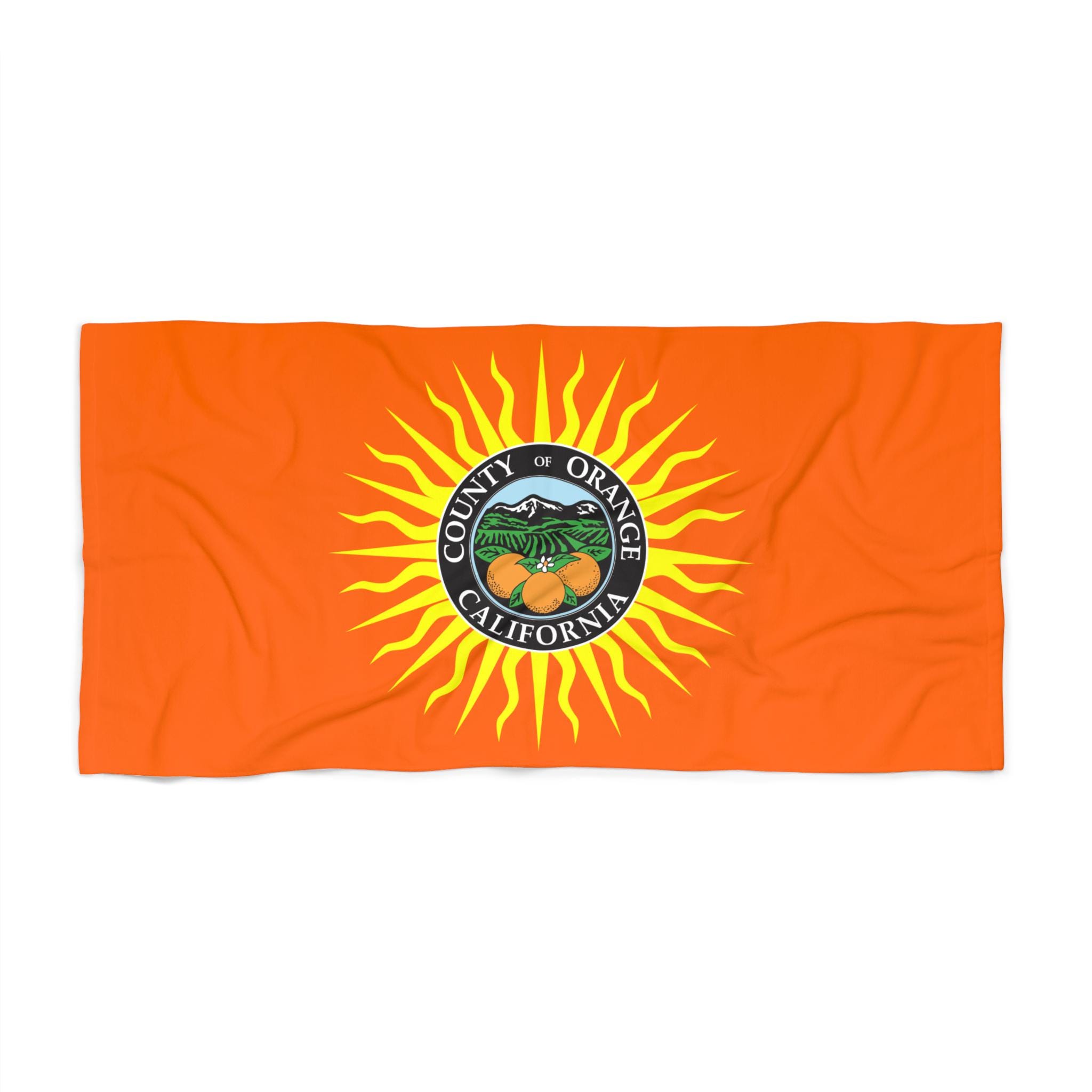Orange County Seal Sunburst Beach Towel, California Emblem Printed Beach Towel, Soft Pool & Summer Beach Essential W40*H60(CM)