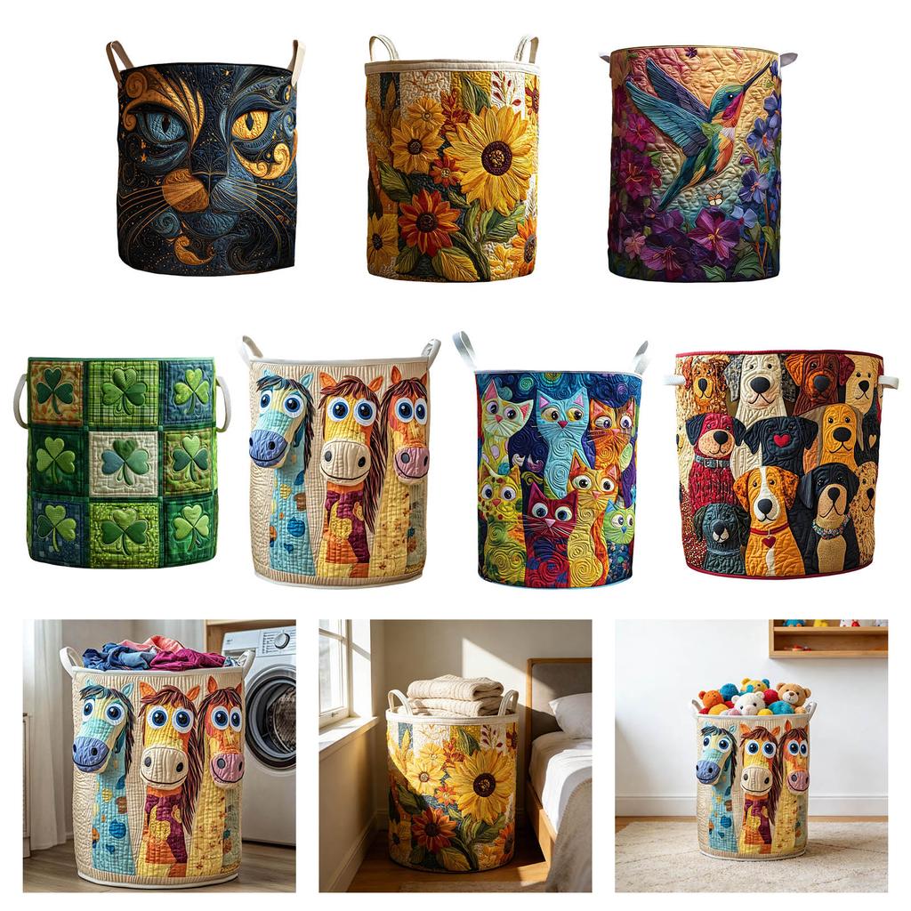 Large Capacity Quilted Fabric Storage Bin Ideal For Dirty Clothes And Household Items Laundry Basket