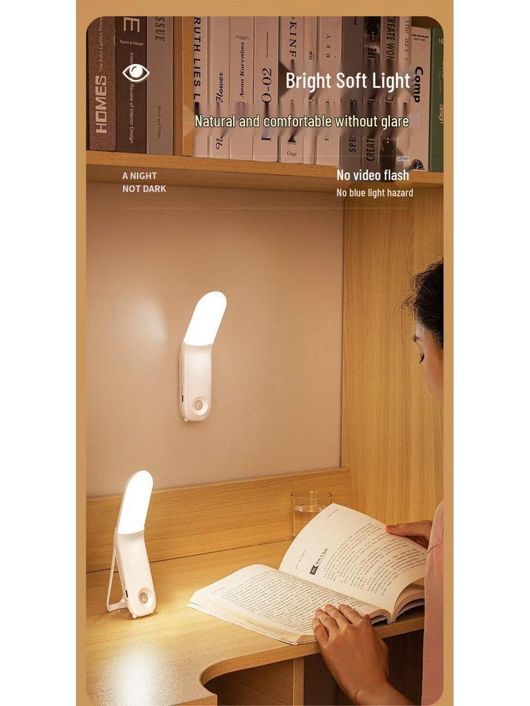 Rechargeable Eye-Friendly Desk Lamp: Magnetic Touch Night Light with Cool Light, Ideal for Dorms, Bedside Use, and Extended Battery Life