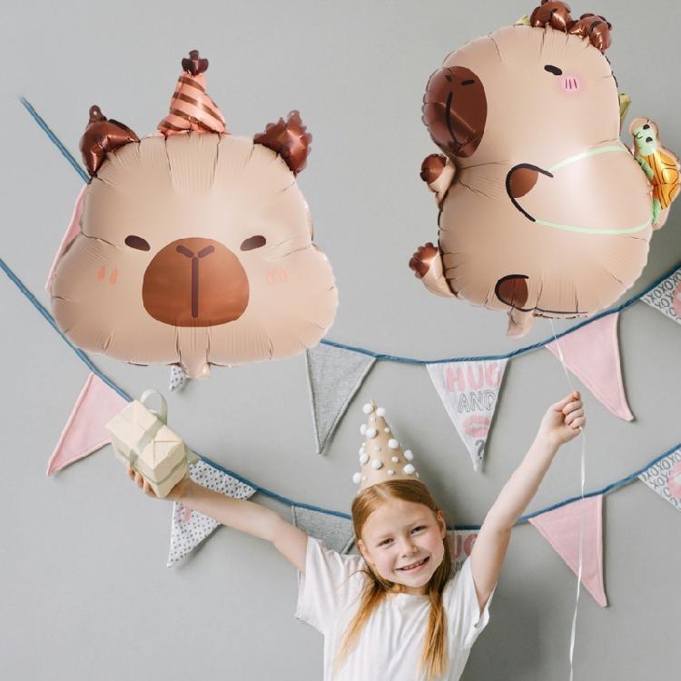 Set Of 5 Capybara Shape Foil Balloons Ideal For Party Decorations With Long Time Use and Vibranted Color
