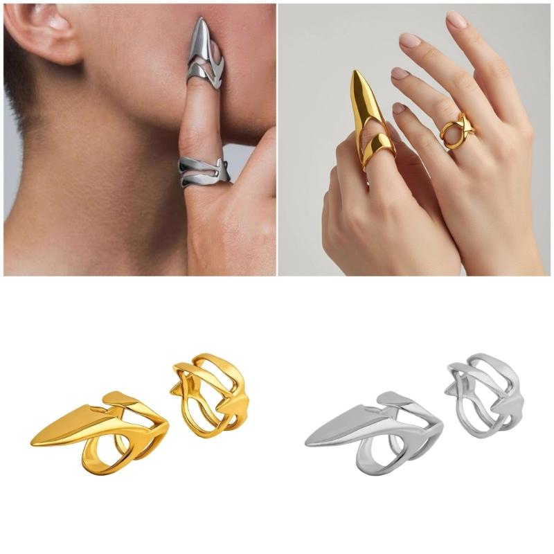 Set aus 2 Krallenform Nagelringen Einzigartige Fingerringe Legierungstextur Schmuck Geschenk für Halloween- und Party-Enthusiasten