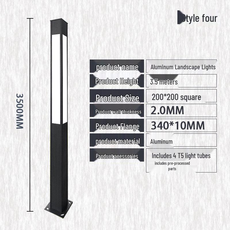 Solar Aluminum Garden Light: Modern Square Post for Outdoor Courtyard