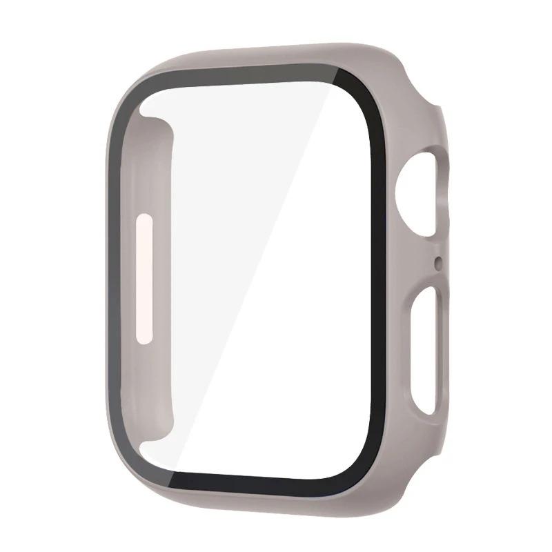 Glass+Cover For Apple Watch case 44mm 40mm 45mm 41mm 42mm 38mm correa Screen Protector iwatch series 9 8 7 SE 3 case Accessories