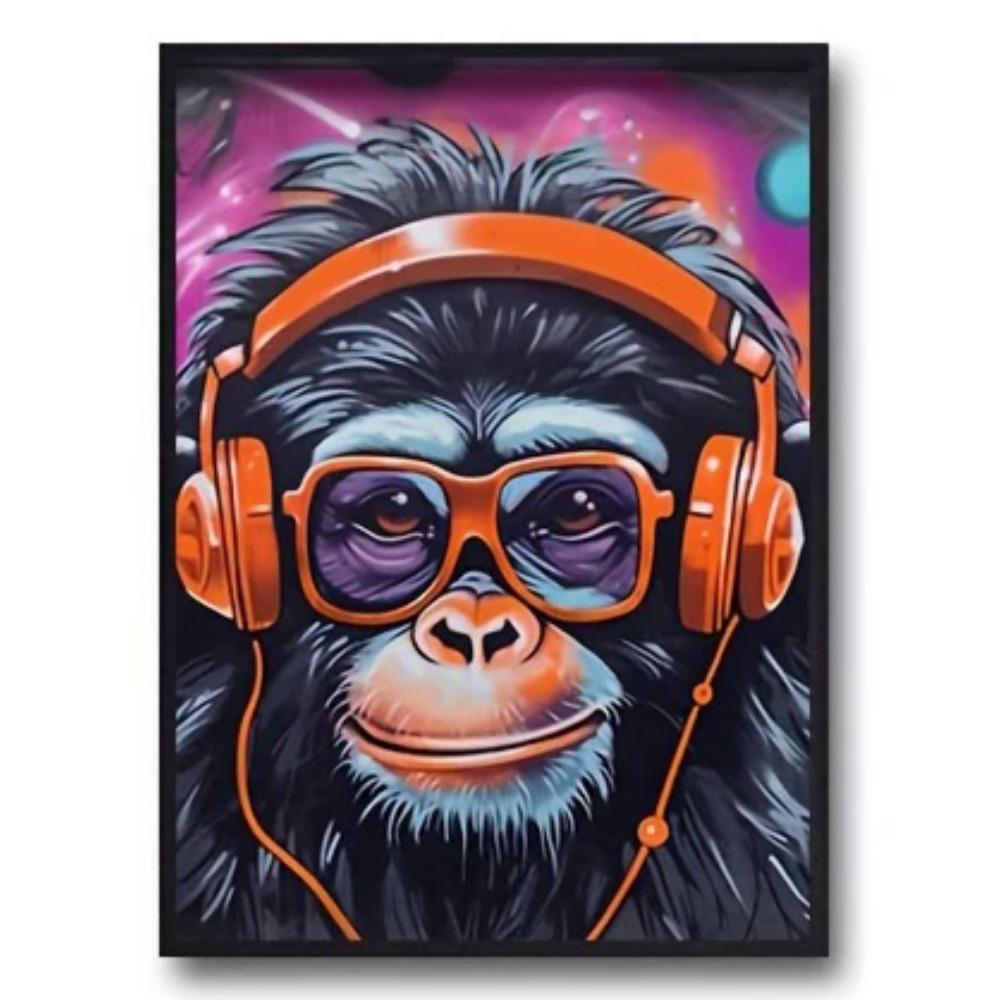 Cool Graffiti Gamer Headphones Animal Poster, Minimalist Wall Art Print Canvas Painting Posters for Living Room Home Decor