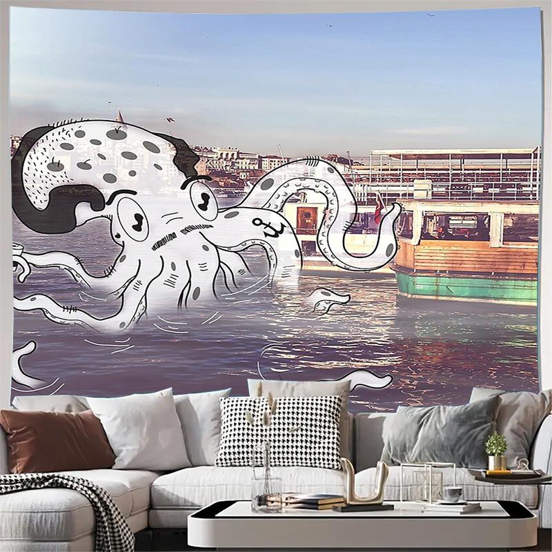 

Без рамы Настенный гобелен с щупальцами океана Аниме Декор Комнаты Эстетика Vaporwave Dark Academia Готика Настенное искусство Домашний декор Подарок 74x94cm(29x37in)