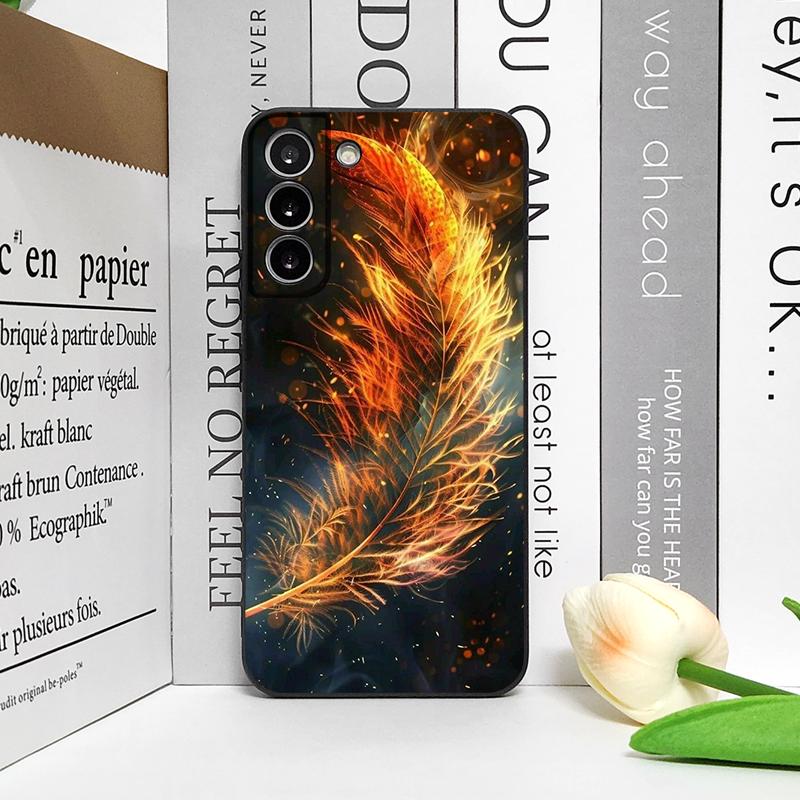 Luxury Phoenix Fire Feather Pattern Phone Case for Samsung Galaxy S25 S24+ S23 Ultra S22 Plus S20 S21 FE M53 M34 5G Soft Covers