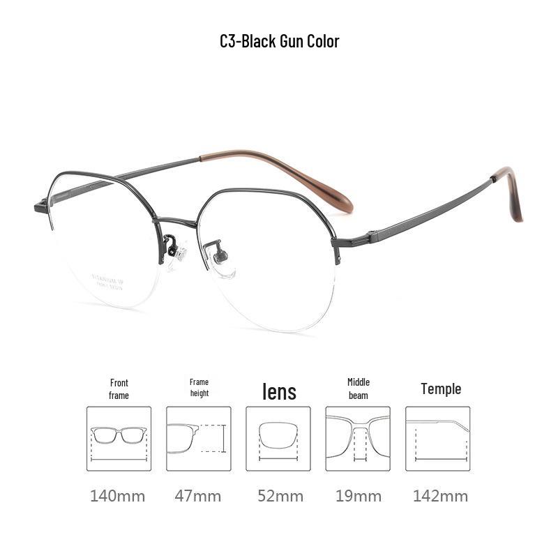 Dr. Lori's Ultra-Light Semi-Rimless Pure Titanium Eyeglass Frames for Myopia with Danyang Lens Fitting