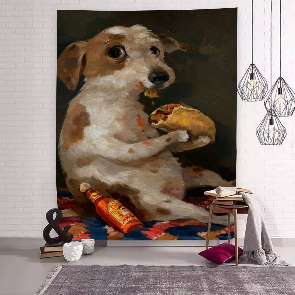 Funny Fashion Dog Cat Art Tapestry Decoration Bedroom Dormitory Background Cloth Holiday Home Party Living Room Club Tapestry