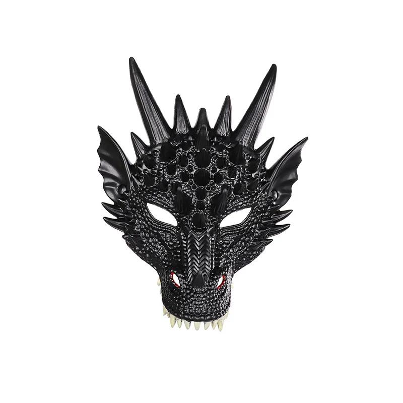 Nuova Maschera 3D Testa di Drago per Festa Festival Halloween Cosplay Animale Mezza Faccia Maschera Dinosauro Creatura Carnevale Maschera di Maschera