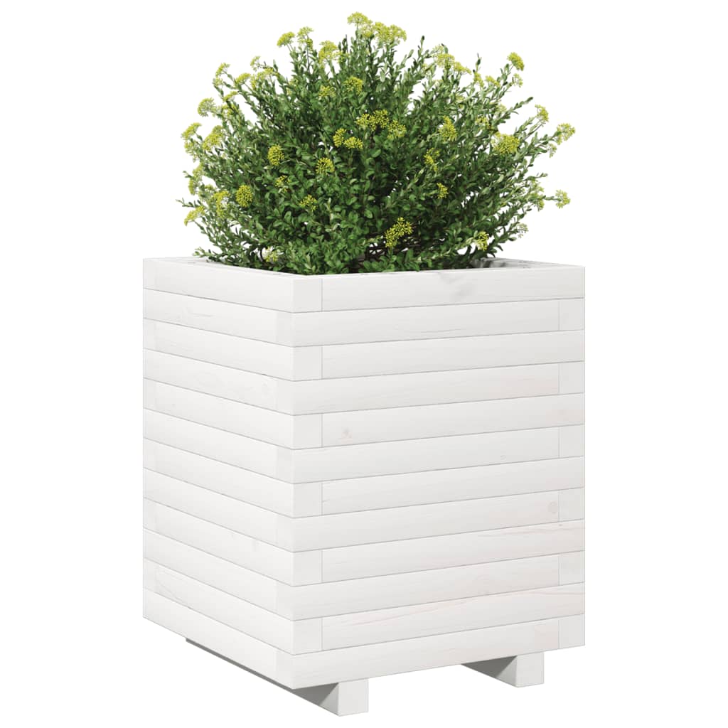 White Plant Pot 40 X 40 X 49.5 Cm Solid Pine Wood