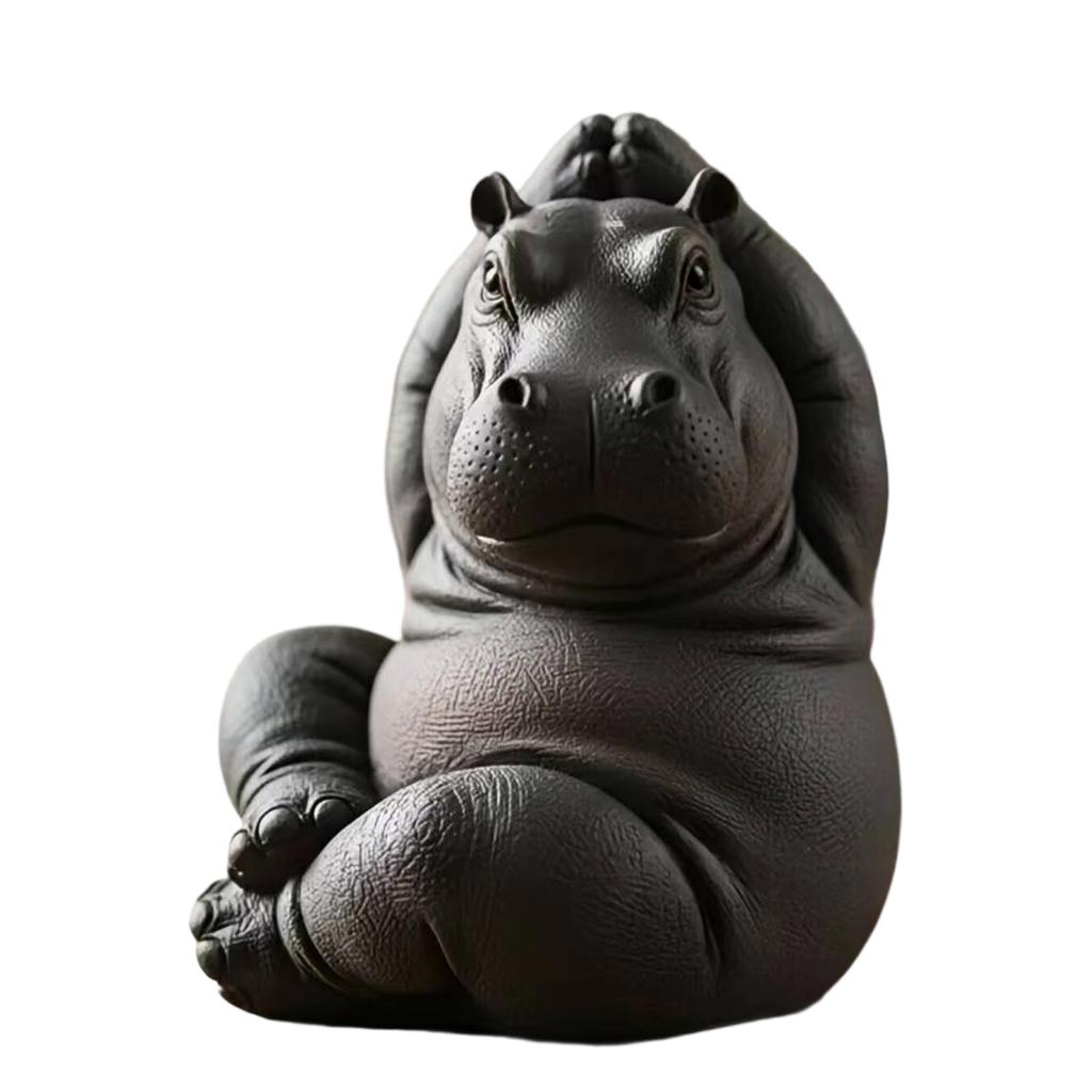 Plastic Meditating Clumsy Hippo Statue Figurine For Home Office Meditations Room Decors Unique Gift For Animal Lover