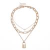 C184 Punk Hip-Hop Thick Chain Necklace for Women Multi-Layer Lock Heart Necklace Sweater Chain