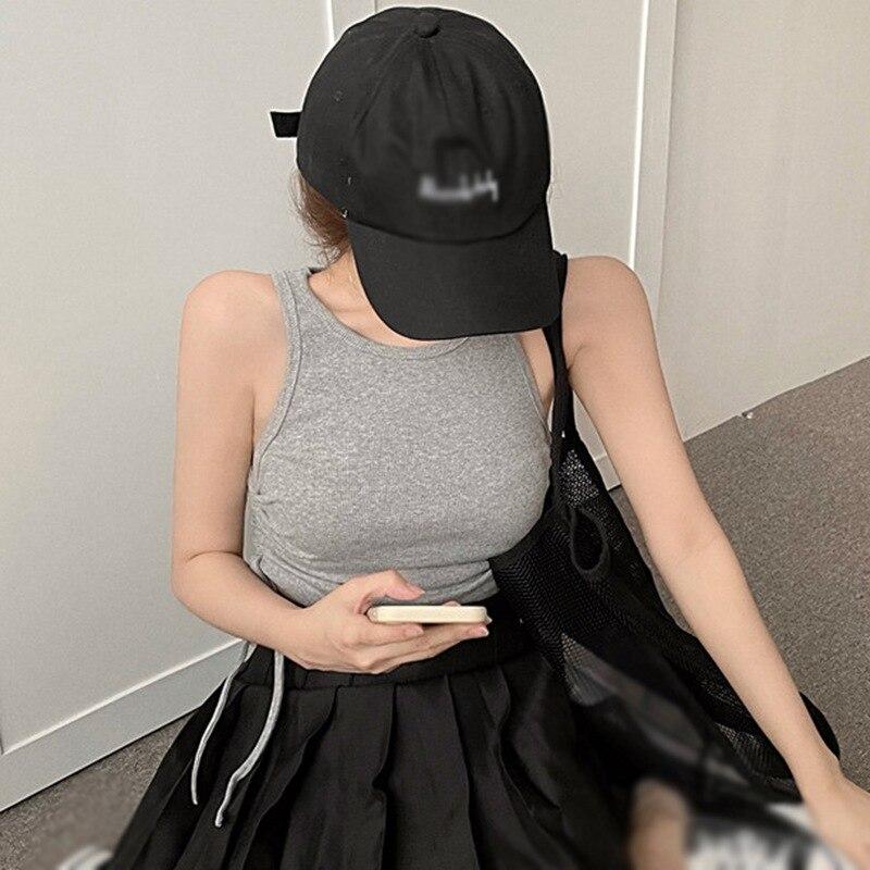 Tied With Pleated Strap Vest Female Summer Temperament Short Paragraph Lumbar Slim Tank Top