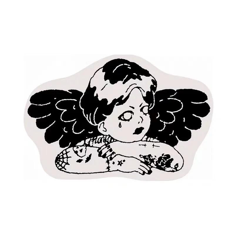 

VIKAMA Carpet Creative Punk Love Goth Floor Mat Little Angel Abby Cross Bedroom Cloakroom Dirt Resistant Carpet Home Decor Rug 40X60CM(1.3X2FT