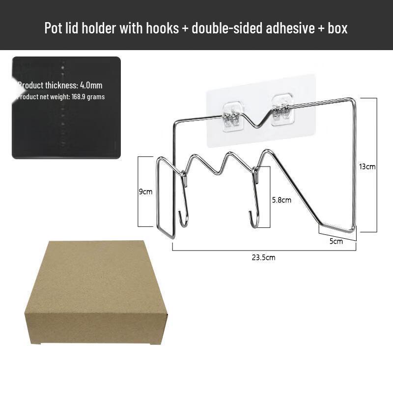 Miflame Stainless Steel Wall-Mounted Pot Lid Holder with Hooks