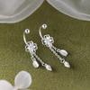 925 Sterling Silver Flower Tassel Stud Earrings - Light Luxury, New 2025 High-End Jewelry for Women