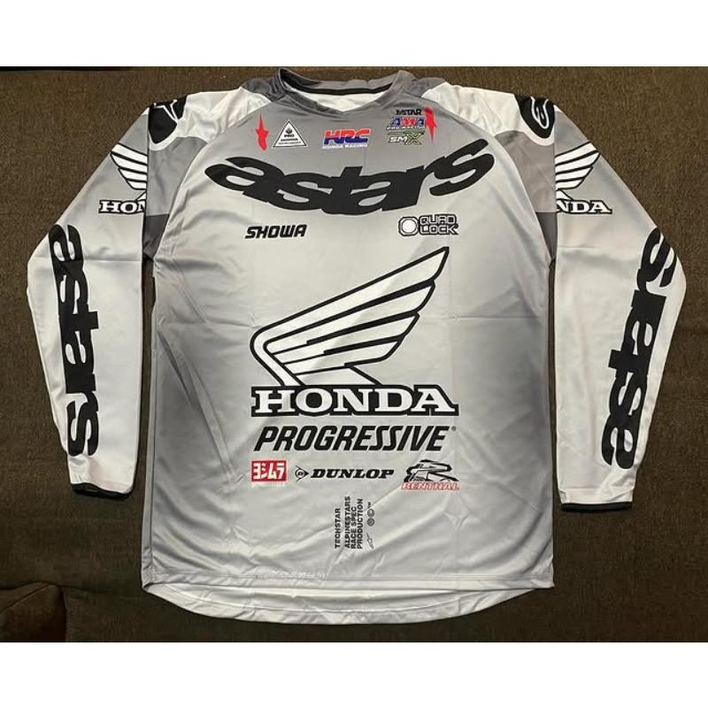 2026 Summer Retro Honda Racing Men's #1 Jet Lawrence Jersey Motorcycle Men's Breathable Quick Drying Fashion Casual Long Sleeve