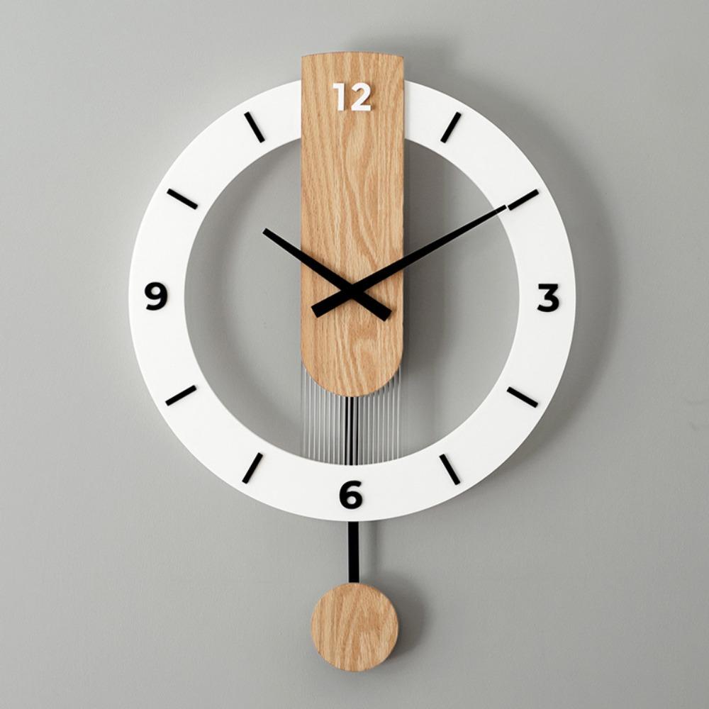 Living Room Decoration Wall Clock Wall Decoration Items Silent Digital Wall Clock Personalized Solid Wood Decorative Wall Clock