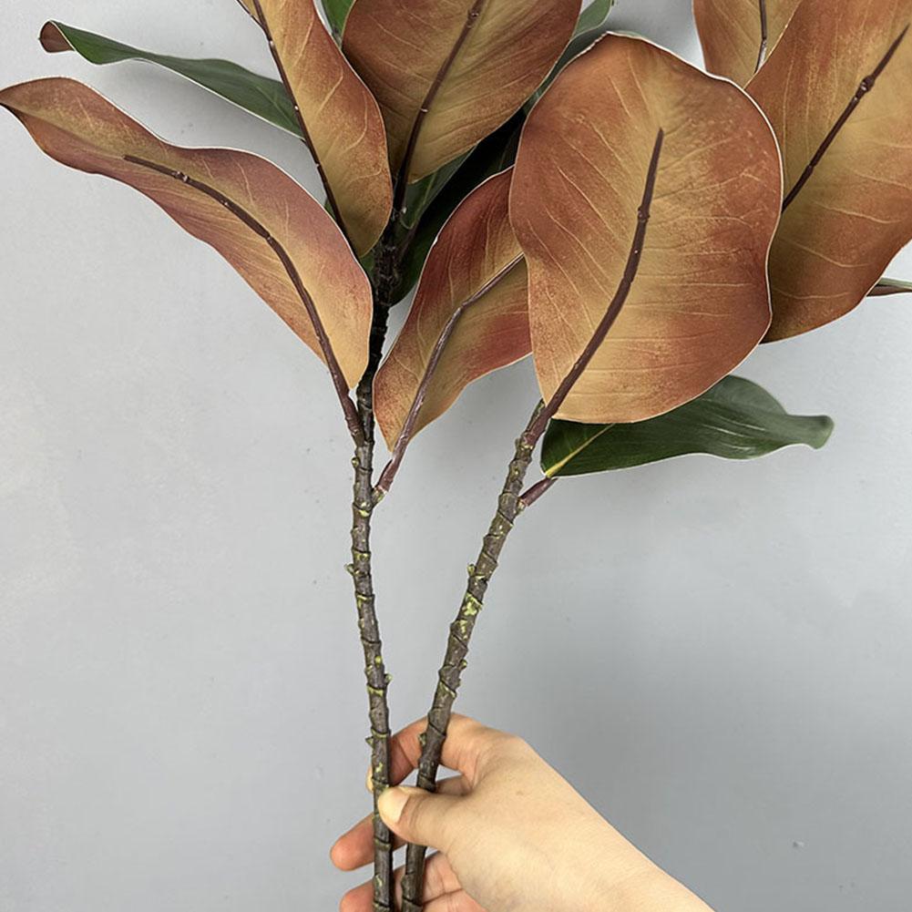 Artificial Magnolia Leaf Green Plant Floral Plastic Simulation Magnolia Branch Fake Plants Leaves Shopping Mall Decoration
