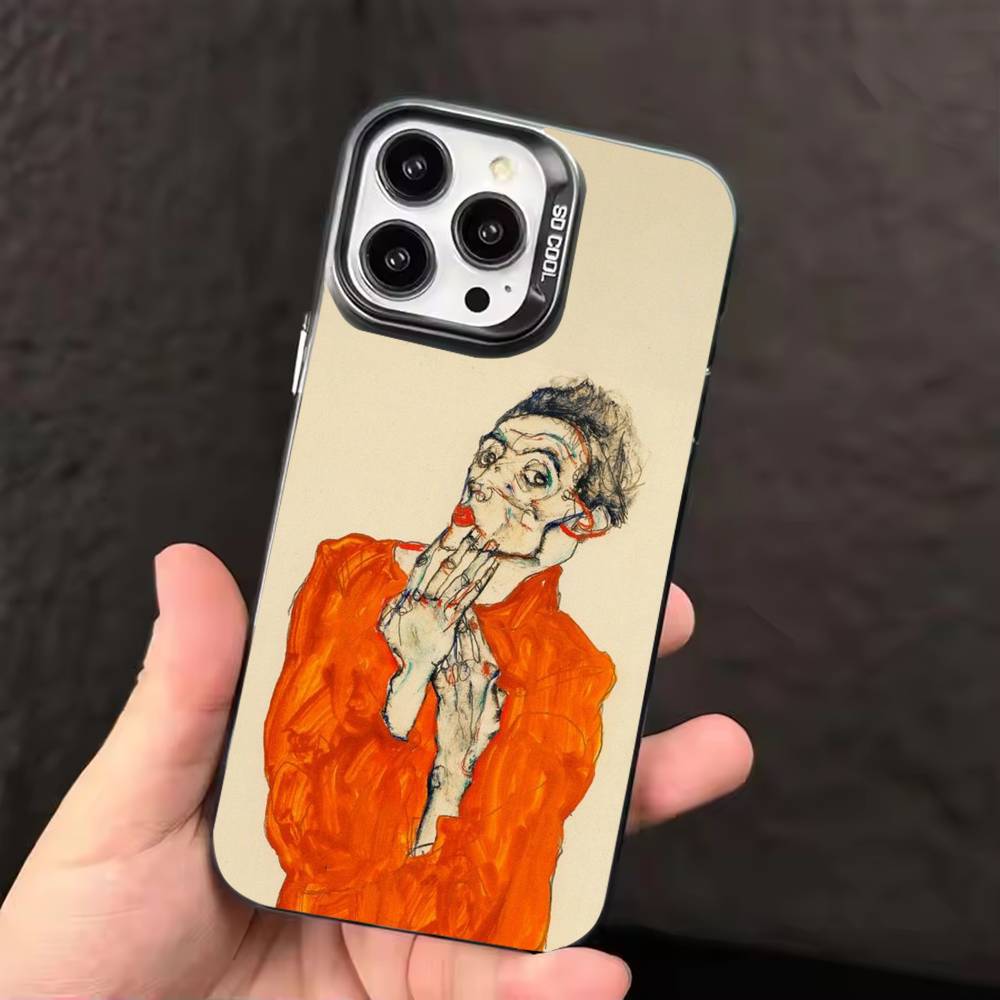 

E-Egon S-Schiele Art Phone Case For iPhone 17,16,15,14,13,12,11,Pro Max,Plus Candy Silver Cover iPhone12
