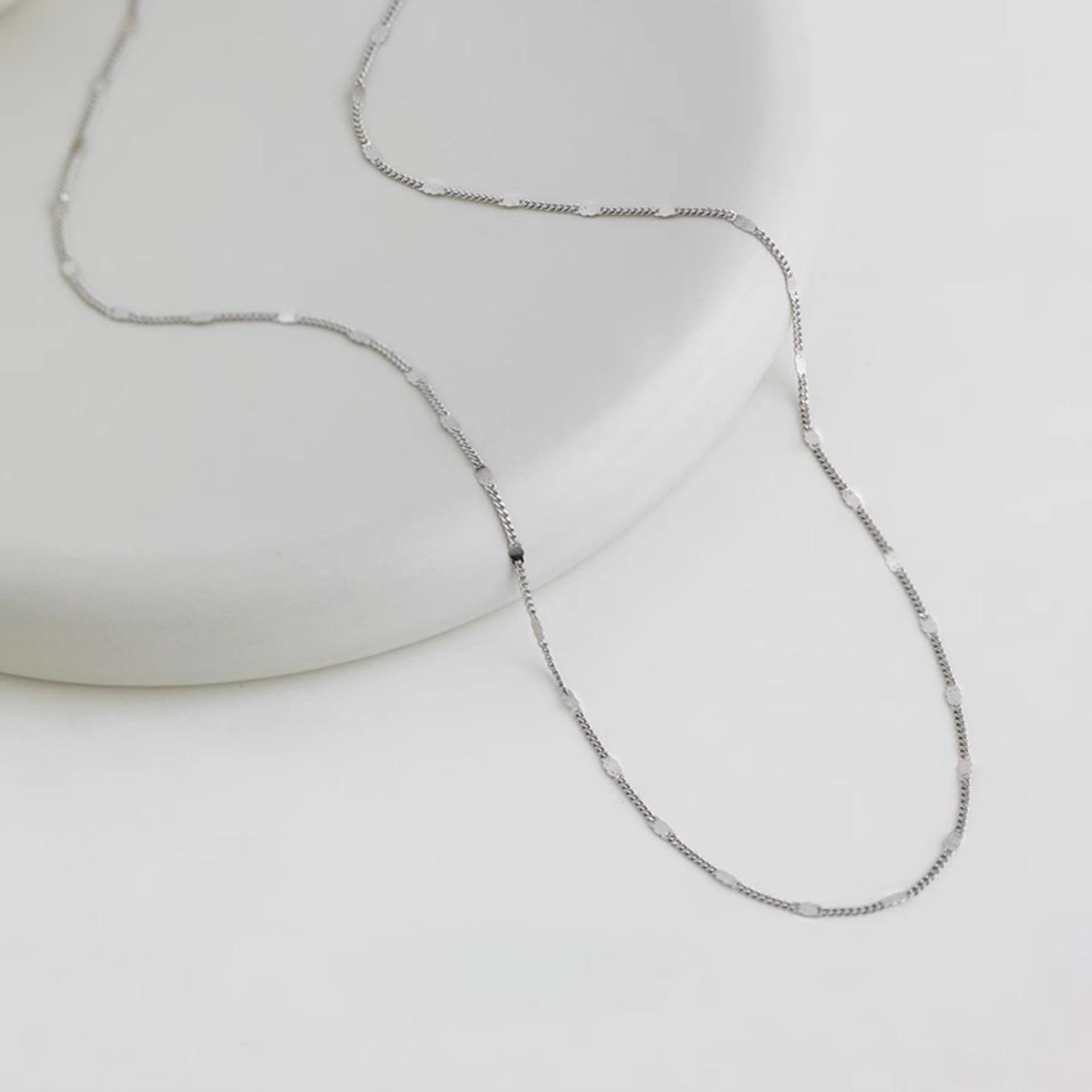 

Блестящее колье из стерлингового серебра с покрытием из 18-каратного золота, с пайетками и французским дизайном цепочки для ключицы 925 Silver платиновый