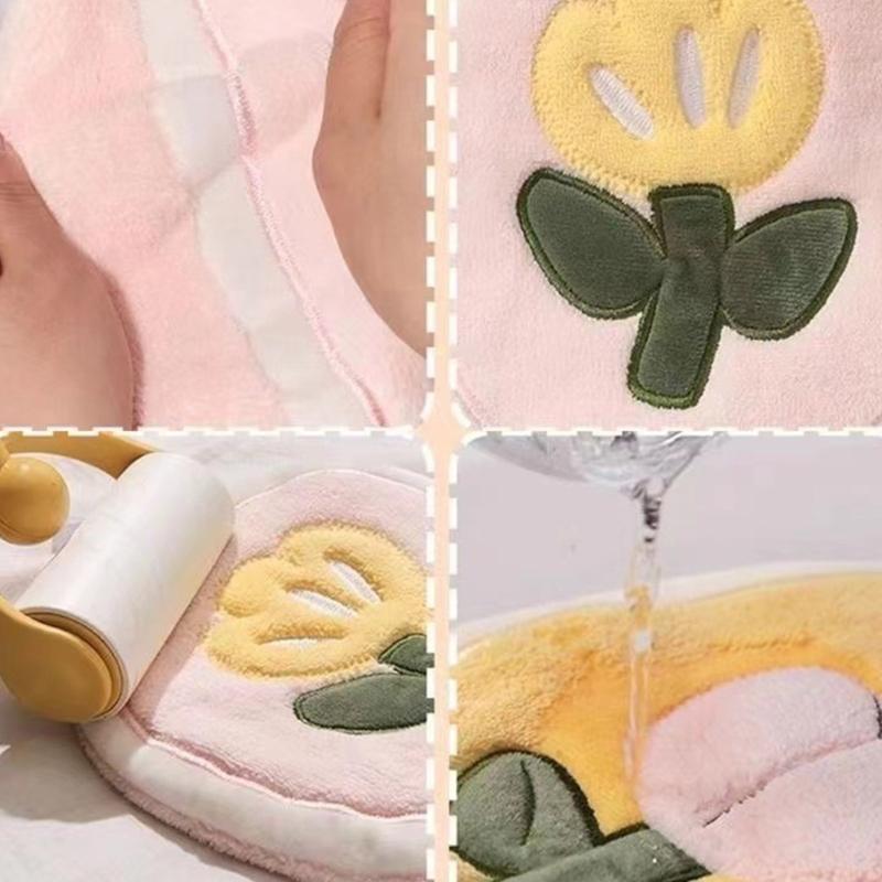 Highly Absorbent Floral Hand Towel Gentle Plush Fabric Hanging Towel Quick Drying For Sensitive Skin Households