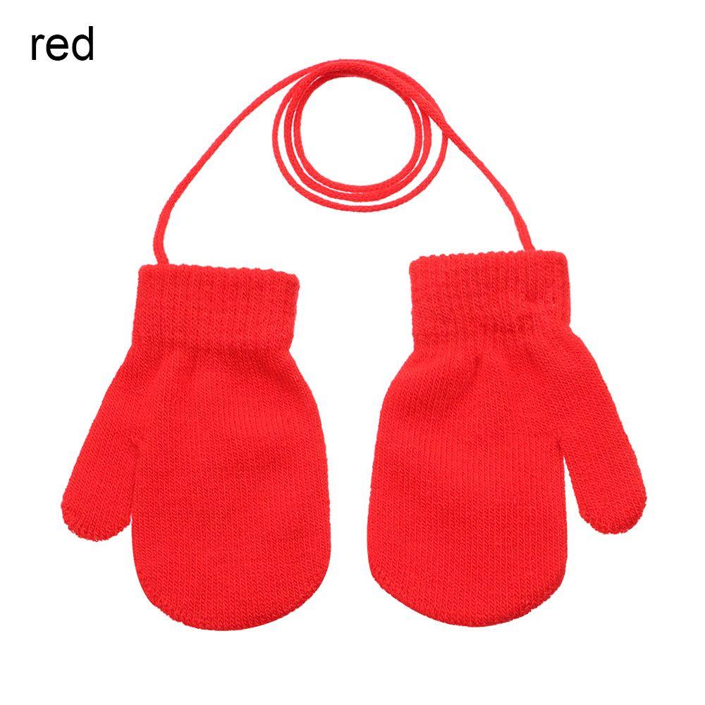 Winter Cute Baby Boys Girls Knitted Mittens Kids Gloves Thick Warm Sports Gloves красный