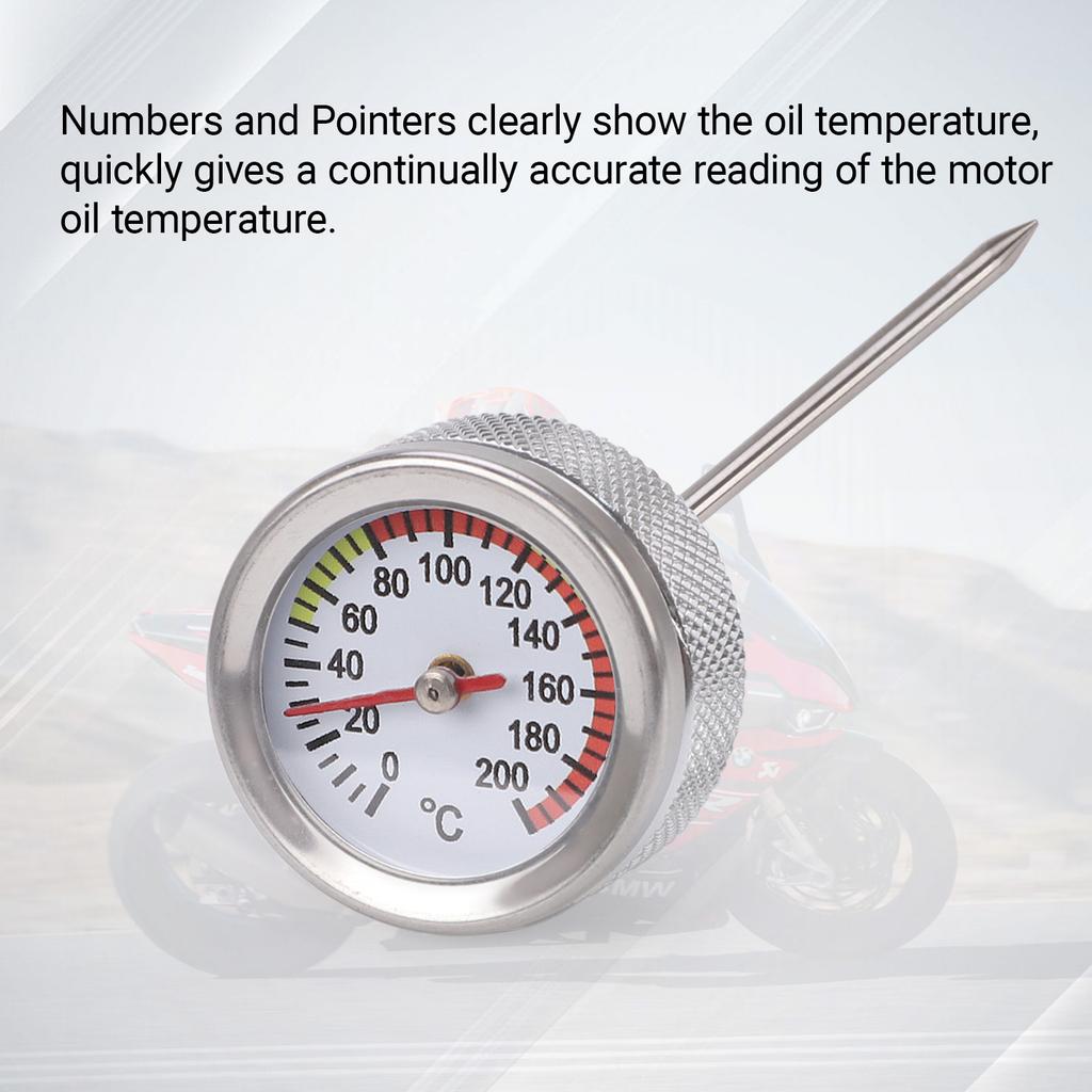 New M20 X 2.5 Motorcycle Fuel Tank Caps with 35MM Oil Temperature Gauge 0-200 Pointers Thermometer Cap Cover with 117MM Probe