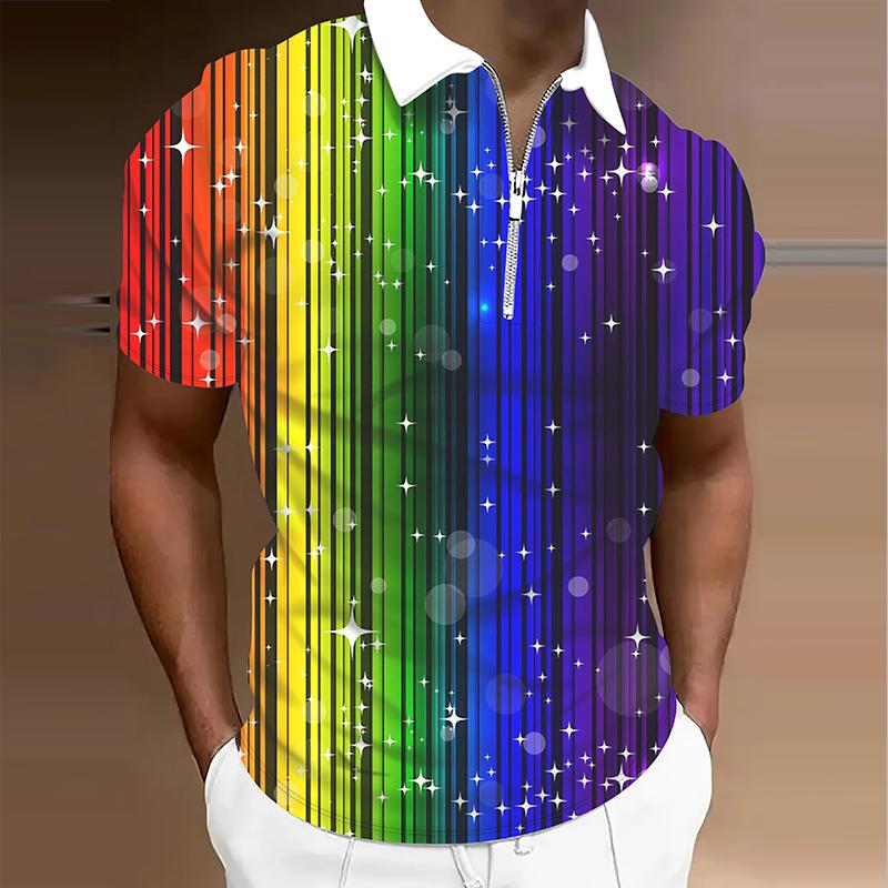 

Мужская рубашка поло повседневная на молнии с коротким рукавом модная повседневная на молнии летняя весенняя рубашка обычного кроя с разноцветным принтом 3D 8XL жёлтый