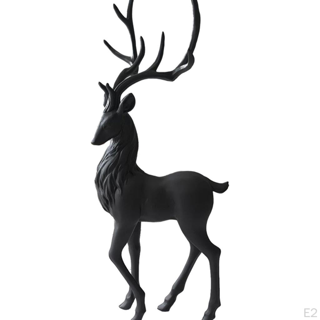Black Resin Reindeer Ornaments Nordic Deer Decoration Statue for Shelf Desk Decor Gifts Furnishings