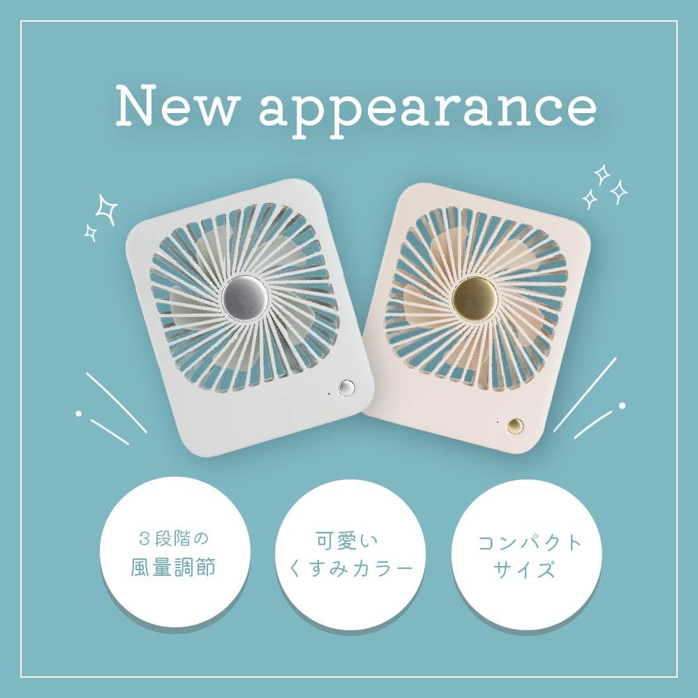 Smaly MINI DESK FAN Mini Desk Fan Gray Tabletop Fan 3 Levels of Airflow Adjustment Rechargeable Battery USB Charging Compatible Gift Present [2024