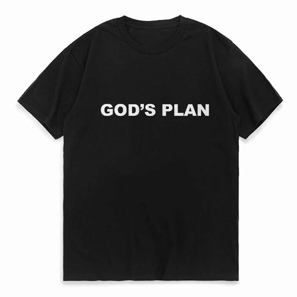 Mens gods plan Print Cotton Round Neck Short Sleeved Tshirt Mens Casual Knitted Fabric Letter Pattern top 4XL