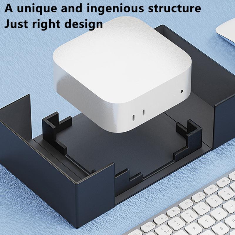 Pu Leather Computer Protective Case With Cover And Storage Pocket Mini Pc Holder Stand Bracket For Mac Mini M4 2024