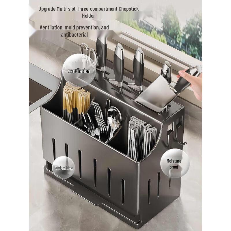 HANDUNYOU 3-Cup Kitchen Knife & Chopstick Holder