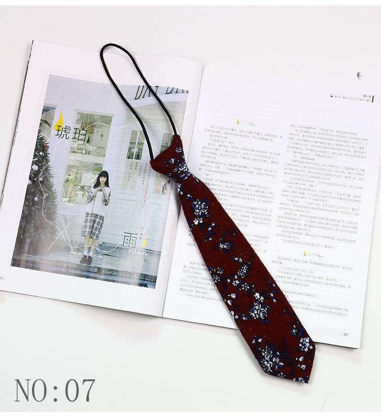 6CM Floral Lazy-tie Rubber Band Neckties For Women College Girls Shirt Uniform Neckwear Korean Style Narrow Knot Free Small Ties