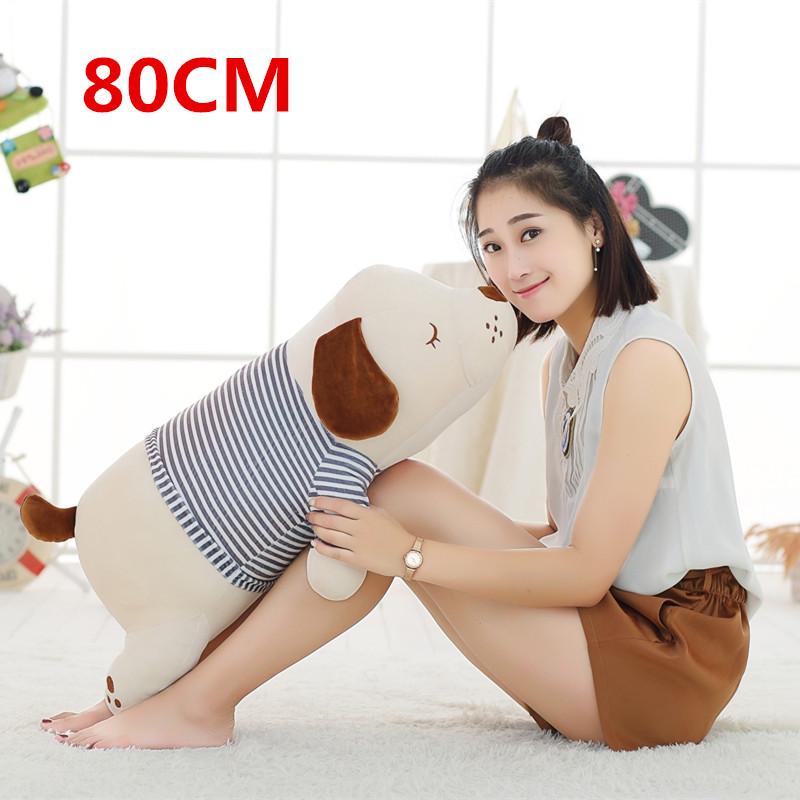 1pc 50 -80cm Stuffed Cute Dog Plush Toy Kawaii Soft Lying Dog With Lipstick Toys Dolls Kids Baby Car