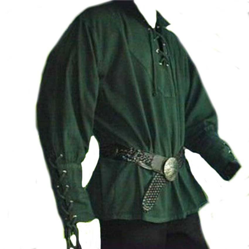 Medieval Clothing Men's Retro Stand-up Collar Strap Loose Top Performance Clothing