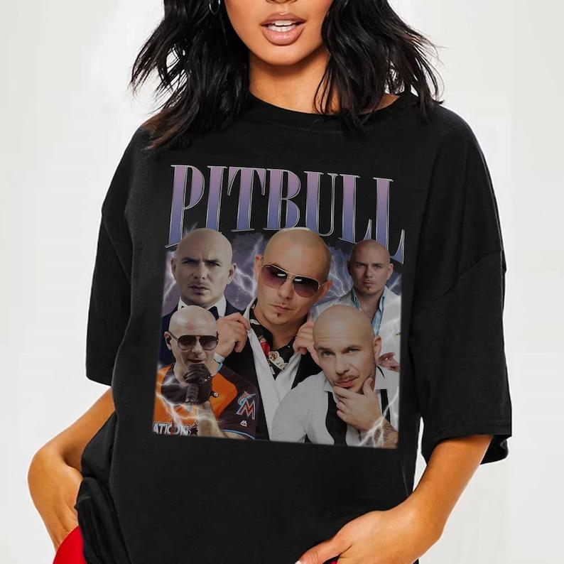 T-shirt Pitbull Vintage Pitbull Bootleg Pitbull Hip Hop T-shirt Rap Vintage Anni '90 Retro Tshirt