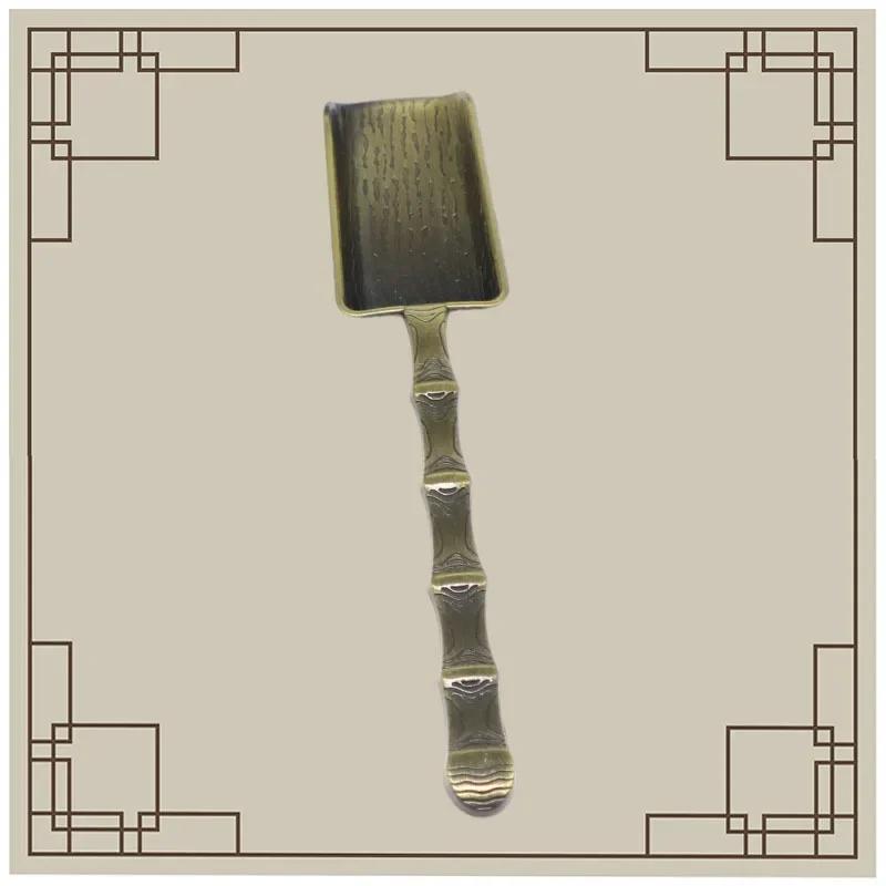 Retro Metal Chinese Tea Scoop Spoon Copper Teaspoon Bamboo Shape Tea Set Shovel Kongfu Tea Ceremony Utensils Accessory Tool