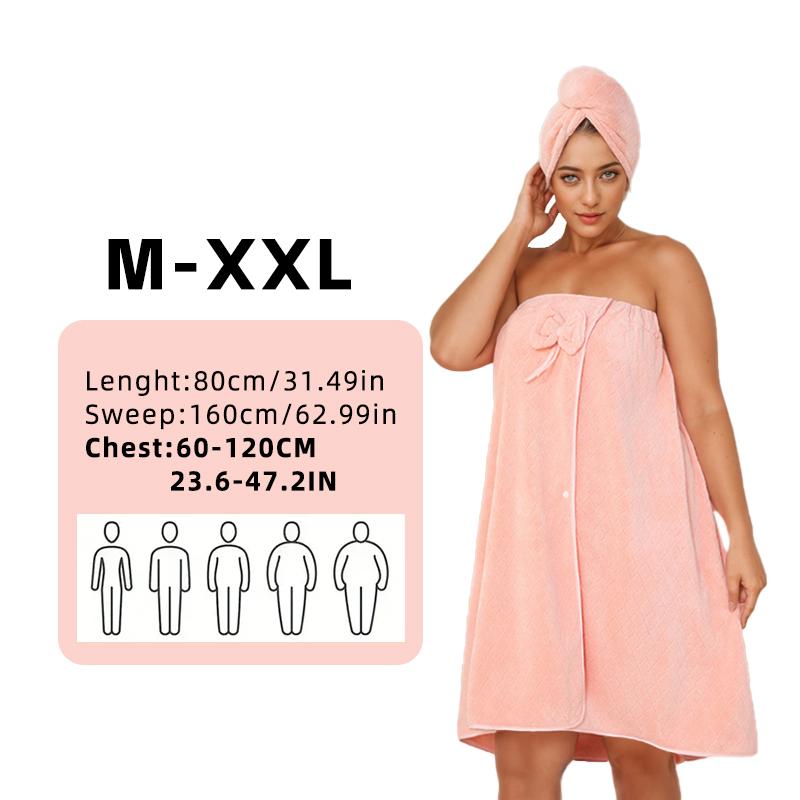 

Bath Towel Set Super Absorbent Soft Bath Skirt & Princess Shower Cap 2 Sizes Wearable Towel Set for Home Sauna Spa Travel Use