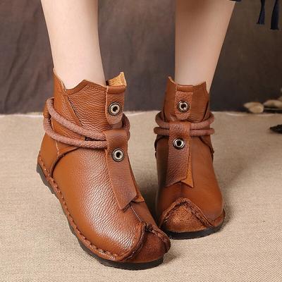 MAITA Genuine Leather High Quality Ankle Boots Women's Boots New Short Boot Winter Purple Gray Flats Boots